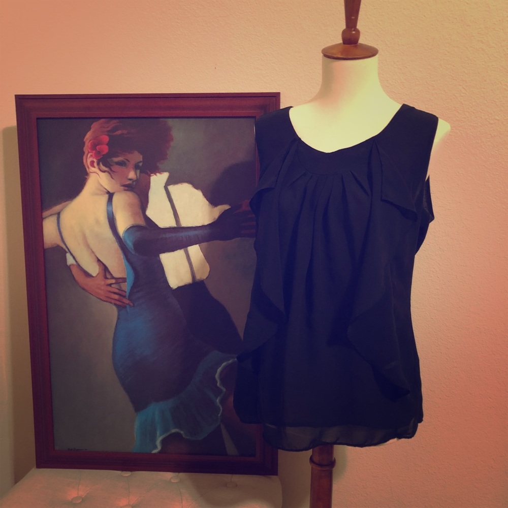 Gap Black Sleeveless Ruffled Top